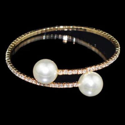Women Fashion Multi-Layer Pearl Diamond Wrapped Spiral Bracelet
