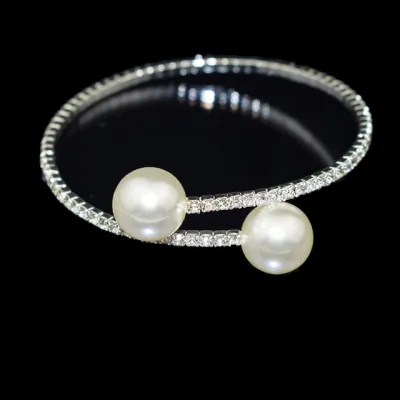 Women Fashion Multi-Layer Pearl Diamond Wrapped Spiral Bracelet