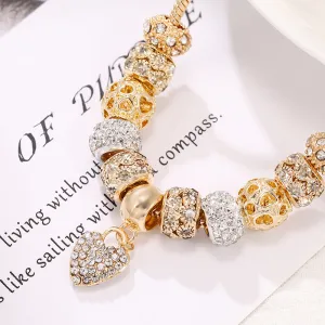 Women Fashion Alloy Heart Shaped Big Hole Bead Bracelet