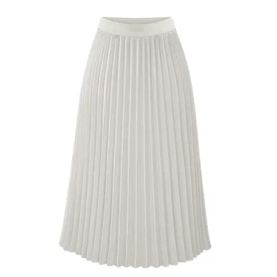 Women Chiffon Pleated Skirt Mid Length High Waist Elastic Slim Fit Loose