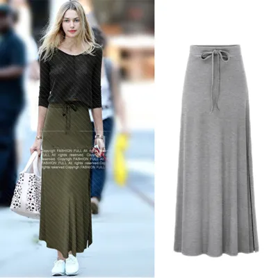Women Knitted Loose Skirt High Waist Lace Up Elastic Waist Wrap Hip Skirt