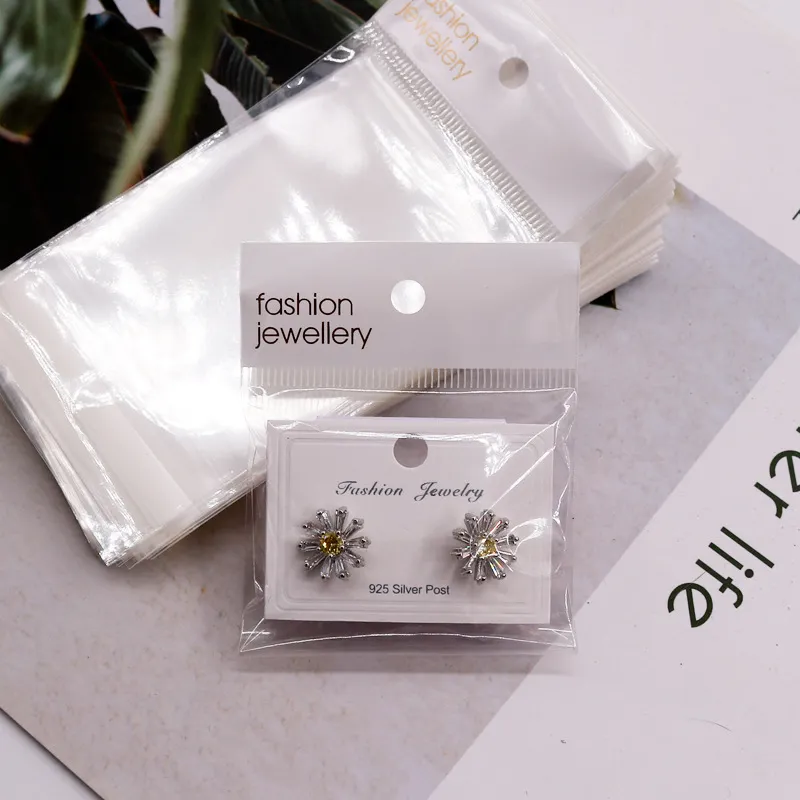 Wholesale 100pcs/Set Silk Jewelry Packaging Card Transparent Opp Bag