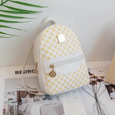 Vintage Geometric Print PU Street Backpack Small Large Capacity Backpack