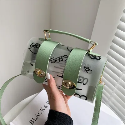 Fashion Transparent Clear Patchwork Graffiti Crossbody Bag