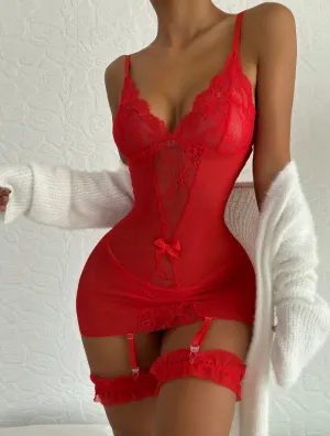 Women Sexy High Elastic Mesh See-through Fashion Lace Patchwork Bra Set