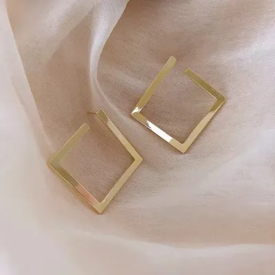 Women Fashion Simple Diamond Geometric Three-Dimensional Earrings