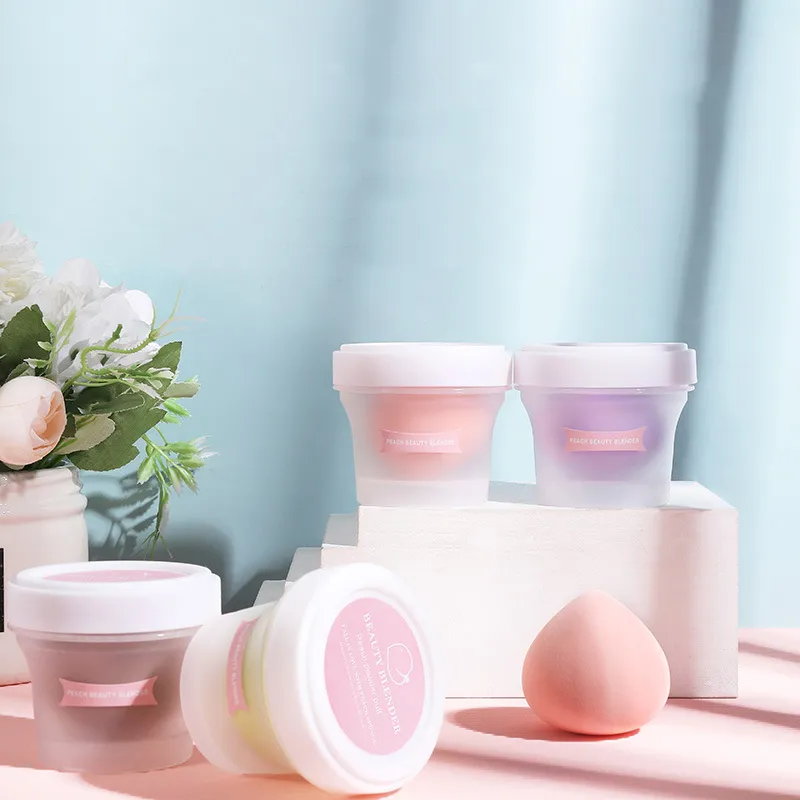 Wholesale Peach Shape Candy Color Hydrophilic Non-Latex Sponge Puff Makeup Tools