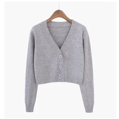 Women Autumn V-Neck Long Sleeve Loose Knitted Cardigan