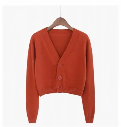 Women Autumn V-Neck Long Sleeve Loose Knitted Cardigan