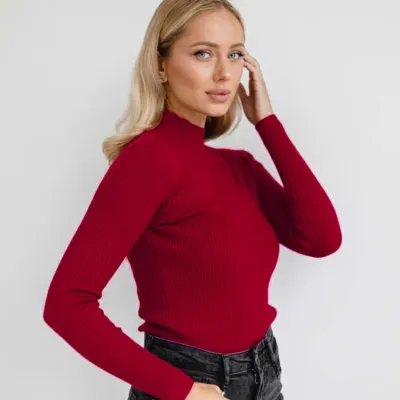 Women Basic Long Sleeve Turtleneck Solid Color Slim Knitwear