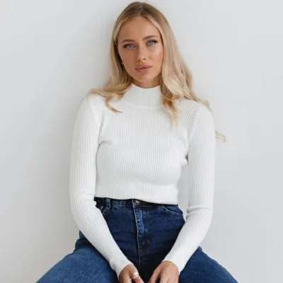 Women Basic Long Sleeve Turtleneck Solid Color Slim Knitwear