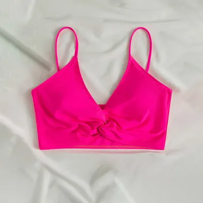 Women One Piece Push Up Solid Color Swimsuit Top