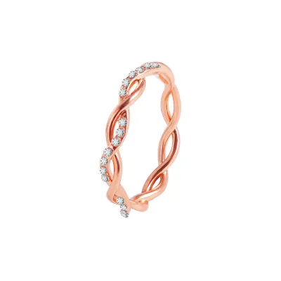 Women Fashion Simple Copper Diamond Twist Ring