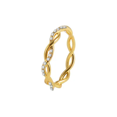 Women Fashion Simple Copper Diamond Twist Ring