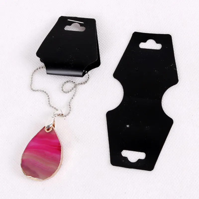 Wholesale 100pcs/Set Black PVC Necklace Half Fold Card Jewelry Packaging Waterproof Bracelet Packaging