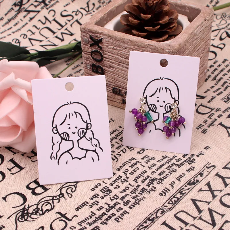 Wholesale 100pcs/Set Cute Girl Printed Earrings Jewelry Packaging Paper Cards 5*7cm