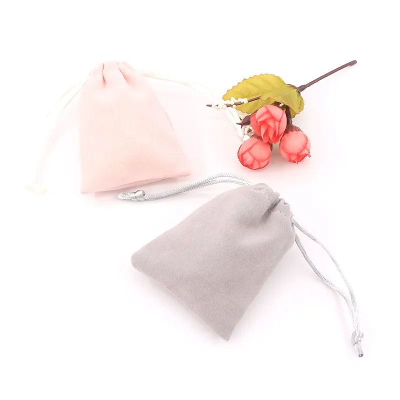 Wholesale 50pcs/Set Solid Color Flannel Headphone Bag Jewelry Storage Bag