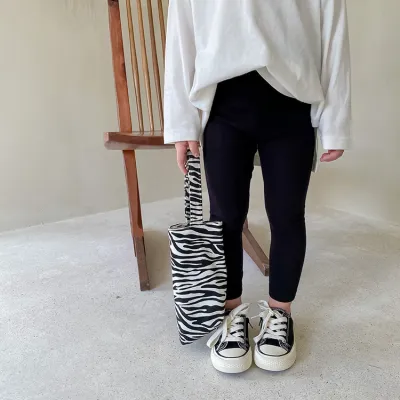 Children Kids Toddler Girls Solid Color Soft Mid Waist Leggings