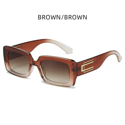 Unisex Fashion Square Frame Temple Inlaid Metal Graphic UV400 Sunglasses