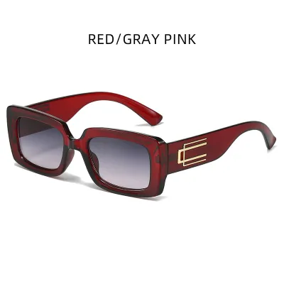 Unisex Fashion Square Frame Temple Inlaid Metal Graphic UV400 Sunglasses