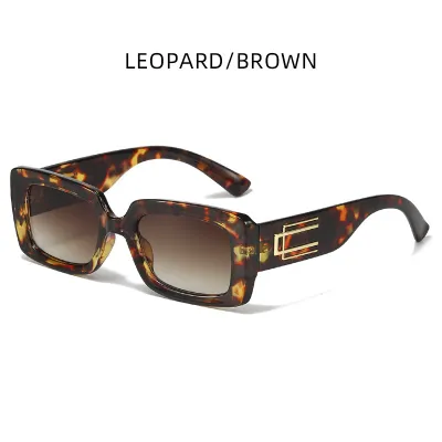 Unisex Fashion Square Frame Temple Inlaid Metal Graphic UV400 Sunglasses