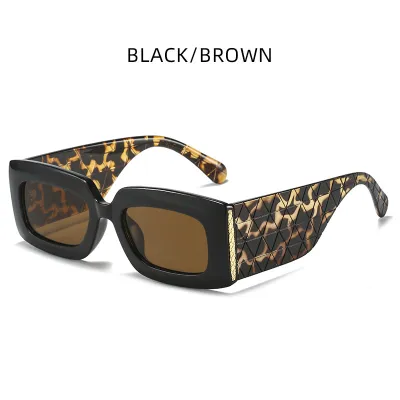 Women's Fashion Wide Temple Square Sunglasses PC Lens Plastic Frame