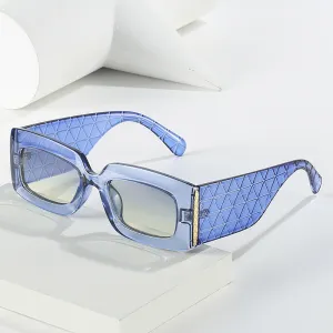Women's Fashion Wide Temple Square Sunglasses PC Lens Plastic Frame