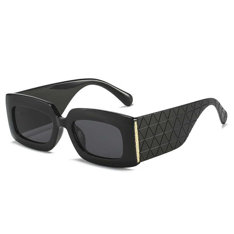 Wholesale Women Fashion Wide Temple Plastic Square Sunglasses