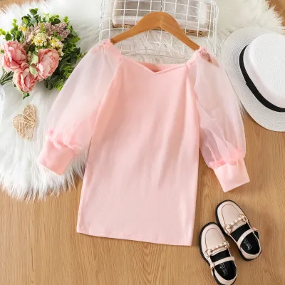 Children Kids Toddler Girls Mesh Long Sleeve Dress Cotton