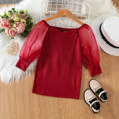 Children Kids Toddler Girls Mesh Long Sleeve Dress Cotton
