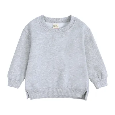 Baby Kids Unisex Solid Color Fleece Long Sleeves Sweatshirt Pullover Cotton 95%