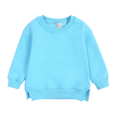 Baby Kids Unisex Solid Color Fleece Long Sleeves Sweatshirt Pullover Cotton 95%