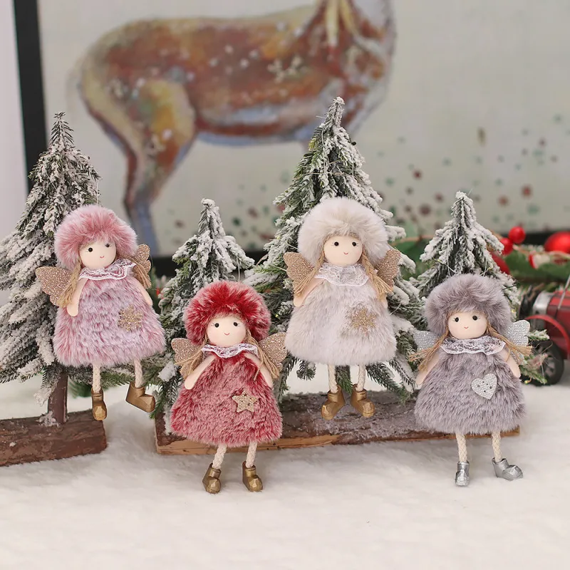 Wholesale Cartoon Plush Winged Girl Pendant Christmas Tree Decoration