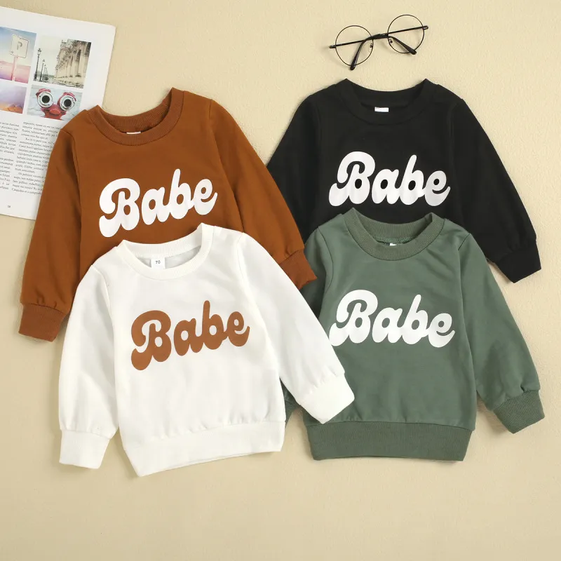 Toddler Baby Infant  Girls Boys Letter Print Pullover Sweatshirt