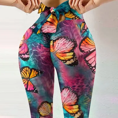 Women Hip Lift Bow Yoga Fitness Leggings