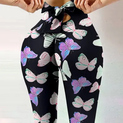 Women Hip Lift Bow Yoga Fitness Leggings