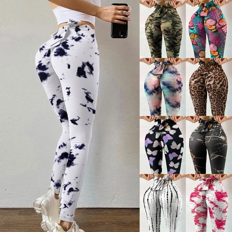 Women Hip Lift Bow Yoga Fitness Leggings