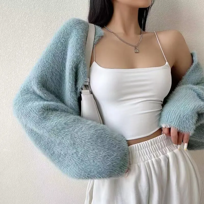 Women Casual Autumn Loose Solid Color Knitted Cardigan