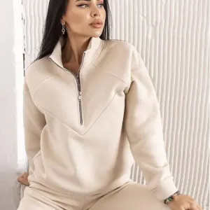 Women Casual Athleisure Hooded Sweater Long Sleeve Solid Color Fleece Two-Piece Pants Set