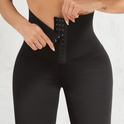 Women Solid Color High Waist Elastic Slim Fit Sports Yoga Pants