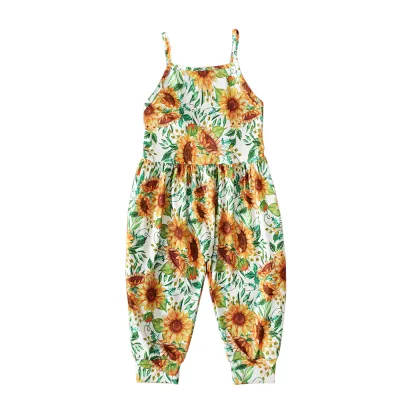 Children Kids Toddler Girls Cotton Suspenders Jumpsuit Sleeveless Pullover