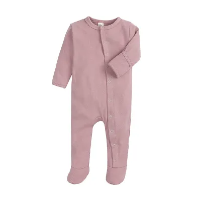 Toddler Baby Infant Unisex Long Sleeves Cotton Jumpsuit with Single-Breasted Closure