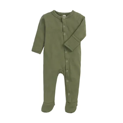 Toddler Baby Infant Unisex Long Sleeves Cotton Jumpsuit with Single-Breasted Closure