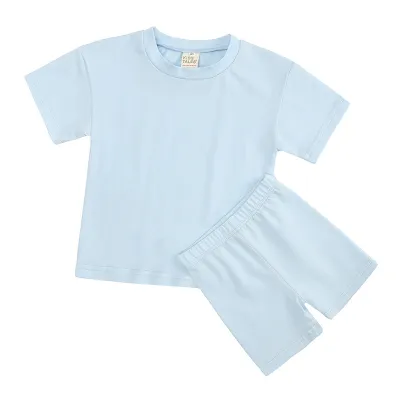 Women's Solid Color Crew Neck T-Shirt and Shorts Two-Piece Set - Casual Cotton Blend Summer Outfit