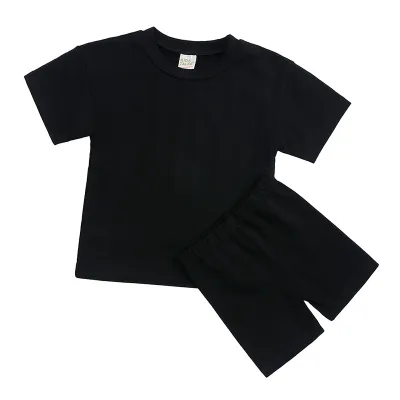 Women's Solid Color Crew Neck T-Shirt and Shorts Two-Piece Set - Casual Cotton Blend Summer Outfit