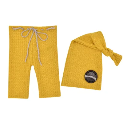 Toddler Baby Newborn Unisex Knitted Pants And Hat Photo Prop Set For Boys Girls 0-3T