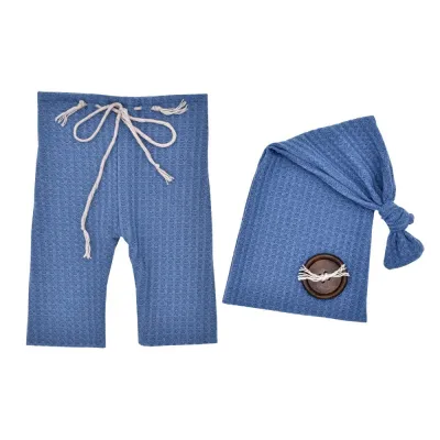 Toddler Baby Newborn Unisex Knitted Pants And Hat Photo Prop Set For Boys Girls 0-3T