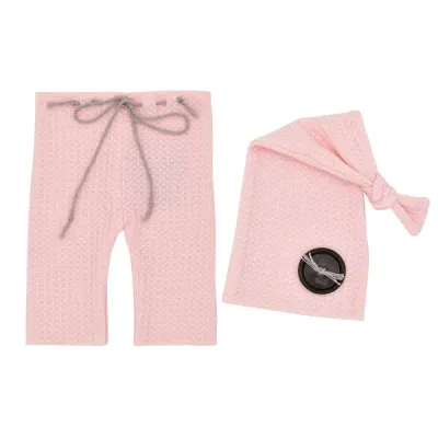 Toddler Baby Newborn Unisex Knitted Pants And Hat Photo Prop Set For Boys Girls 0-3T