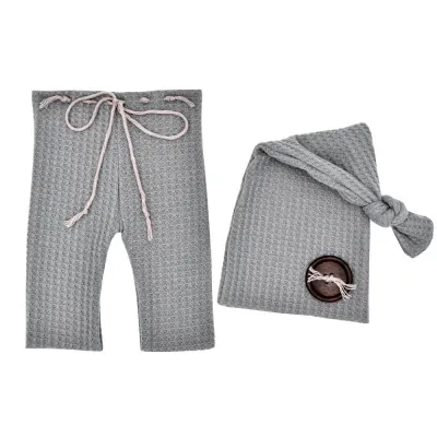 Toddler Baby Newborn Unisex Knitted Pants And Hat Photo Prop Set For Boys Girls 0-3T