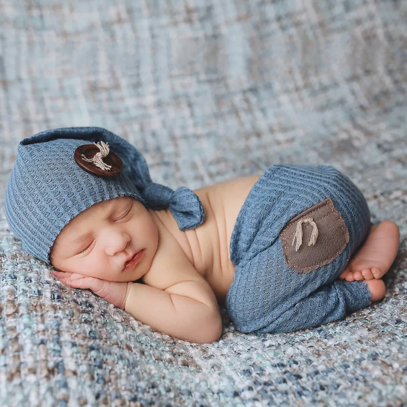 Toddler Baby Newborn Unisex Knitted Pants And Hat Photo Prop Set For Boys Girls 0-3T